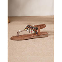 para mujer Nuevo estilo casual Sandalias de playa planas antideslizantes con cuentas - details 2