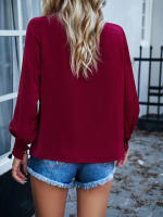 Top elegante de manga larga con cuello de encaje para mujer, ropa Lisa para otoño e invierno, 2023 - details 12