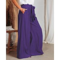 Pantalones elegantes de pierna ancha y cintura alta para mujer, clásicos de verano en color morado - details 6