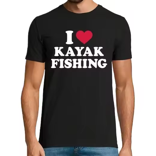 me encanta la pesca en kayak,Camiseta de Pádel Divertido, ropa para exteriores - 1