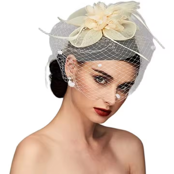 Diadema con plumas para niña y mujer, accesorios para el cabello, tocado de flores para boda, diadema de estilo coreano - 1