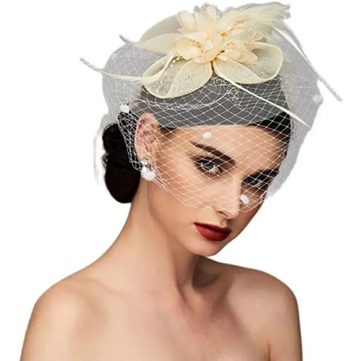 Diadema con plumas para niña y mujer, accesorios para el cabello, tocado de flores para boda, diadema de estilo coreano - 1