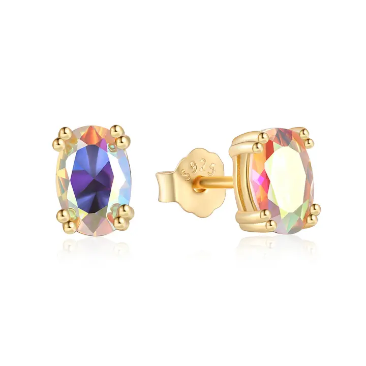 Pendientes de oro con circonitas de plata pura para mujer, regalos de joyería - 1
