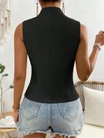 Suéter sin mangas de verano de Color sólido para mujer, chaleco, abrigo, temperamento superior de moda para ir al trabajo, chaleco cansado con botones y V - details 12