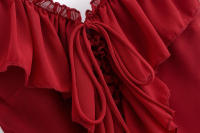 Vestidos largos sexis con tirantes finos y volantes y cuello en V para mujer, Vestidos largos elegantes de corte a para verano 2025, Vestidos largos de fiesta con espalda descubierta para noche - details 5