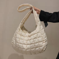 Bolso de compras de plumas de gran capacidad con hombro acolchado de algodón para mujer - details 1