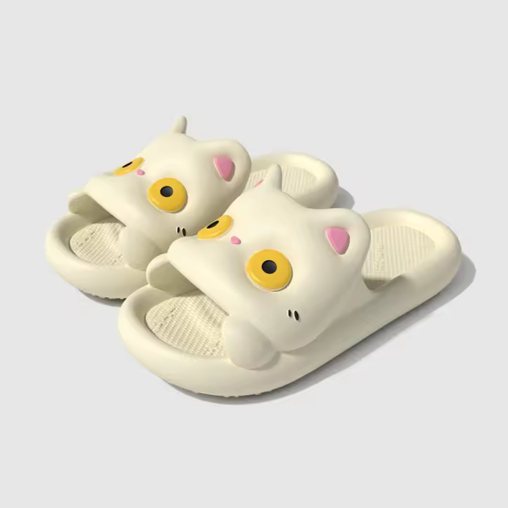 Lindo gato de la suerte de dibujos animados zapatillas de verano nuevo interior hogar baño baño gato sandalias - 1
