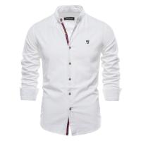 Camisa delgada de primavera y verano, camisa de manga larga de color sólido de negocios de moda para hombres de estilo japonés informal de algodón y lino para hombres (talla de EE. UU.) - details 1