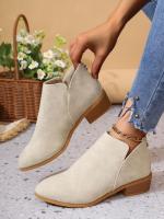Zapatos de mujer de talla grande para las cuatro estaciones, estilo británico, color sólido, punta puntiaguda, casuales, con cremallera trasera, tacón bajo, tacón grueso, zapatos individuales 2025. - details 7