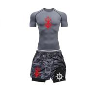 2025 nueva moda de negocios traje deportivo de verano de moda para hombres de dos piezas fitness correr pantalón corto casual pantalones cortos de manga - details 0