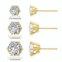 Pendientes de Moissanita de Oro 14k Joyería de Lujo para Mujeres con Certificado - details 0