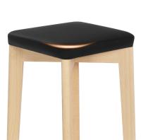 Silla de comedor de cocina de madera maciza, taburete de madera apilable con asiento cubierto de PU acolchado, silla tapizada para comedor, 2 uds. - details 5