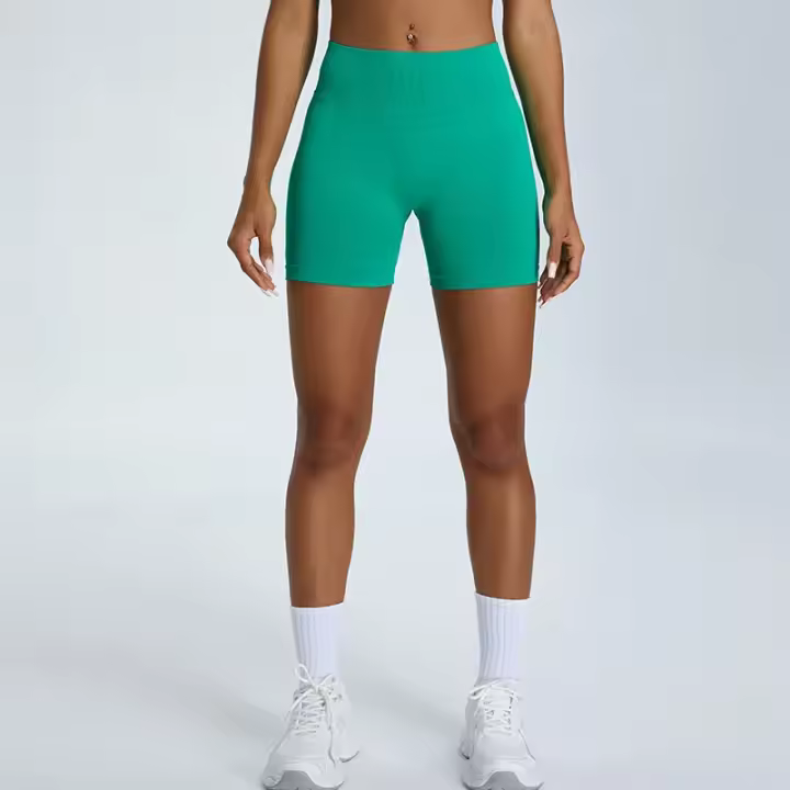 Pantalones de Yoga sin costuras para mujer, pantalones cortos deportivos para correr, transpirables, cintura alta, LICRA - 1