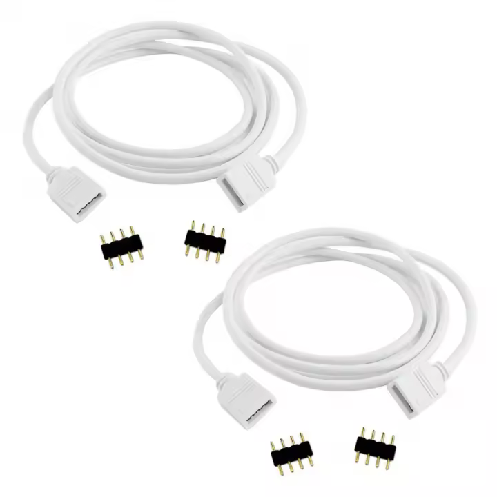 2 unids/pack negro blanco 1M RGB Cable de extensión conector para tira de LED Cable de extensión conector LED de 4 pines para SMD 5050 3528 2835 RGB tira de luz LED cable rgb cable de extensión - 1