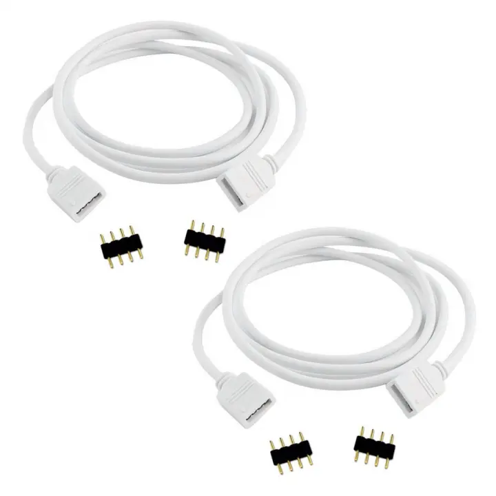 2 unids/pack negro blanco 1M RGB Cable de extensión conector para tira de LED Cable de extensión conector LED de 4 pines para SMD 5050 3528 2835 RGB tira de luz LED cable rgb cable de extensión - 1