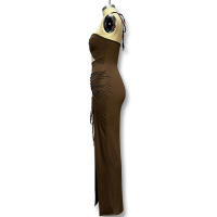 Nuevo estilo, jersey largo sin espalda, vestido ajustado sexi para chica con abertura y cordón ajustado - details 9
