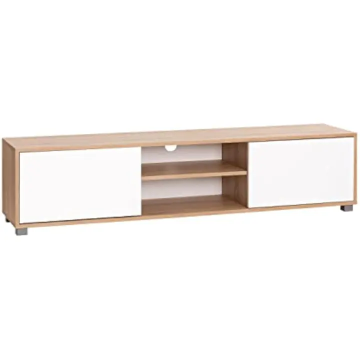 Mesa de Salón TV para TV Color Roble y Blanco 180 x 40 x 41 cm Atenea - 1
