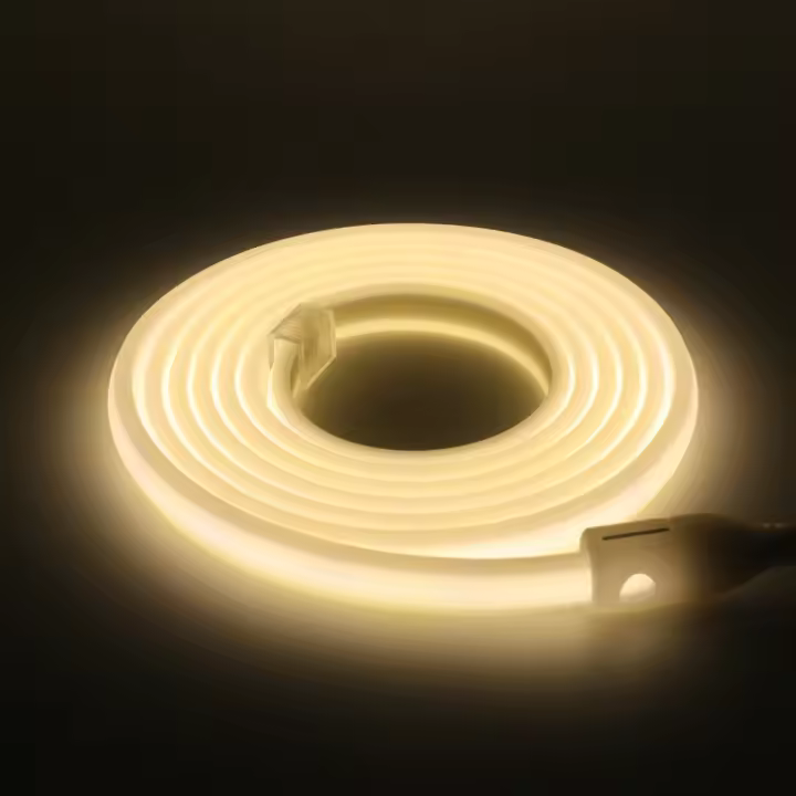 Tira de luces LED COB de neón, cinta de diodo impermeable con interruptor, enchufe de alimentación de la UE, CA de 220V, 288LED/m, FOB de alta densidad, RA90 - 1