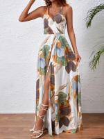 Vestido con tirantes sin espalda y separación de muslos con estampado tropical 2025 - details 13
