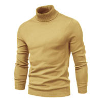 Jersey informal de cuello alto para hombre, suéter de punto, Color sólido - details 14