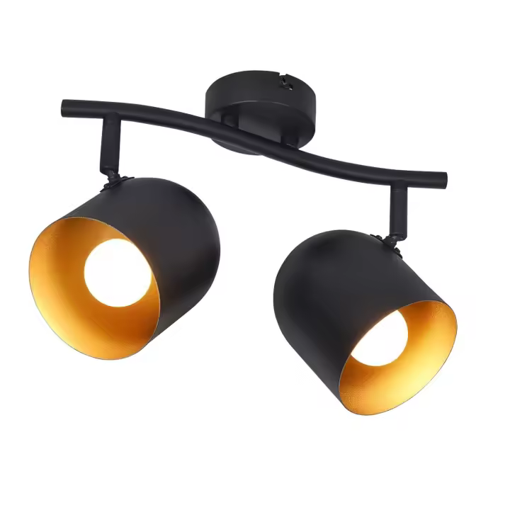 CBJKTX Plafón E14 negro dorado foco de techo lámpara de pasillo industrial vintage ajustable sin bombilla 350 °   ajustable - 1