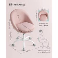 Silla de Oficina en Casa, Silla Giratoria de Algodón y Lino, Silla de Escritorio, Acolchada con Espuma, Altura Ajustable, para Estudio, Dormitorio, Azul Pálido OBG020Q01 - details 18
