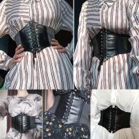 Cinturón de Corset Ajustable Diseño Ancho de Cuero PU con Encaje Gótico - details 4