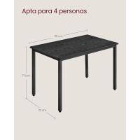 Mesa de Comedor-Cocina 70 x 110 x 77cm Diseño de Mezcla Gris-Negro Ideal para 4 Personas - details 8