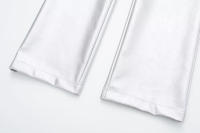 Pantalones de cuero Pu plateados para mujer, Pantalones rectos delgados con cremallera de cintura alta, moda - details 12