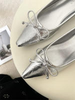 Nuevo arco tacón grueso versátil viajero puntiagudo Mary Jane boca poco profunda viajero versátil zapatos individuales zapatos de mujer - details 12