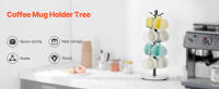 SucceBuy Portavasos Árbol con Base de Mármol, Portavasos de Café con 8 Ganchos para Mostrador, Soporte para Tazas de Acero al Carbono - details 0