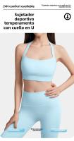 Chaleco deportivo de mujer con cuello halter y almohadillas para el pecho, sujetador de fitness sexy sin espalda, top de yoga portátil, top corto - details 0