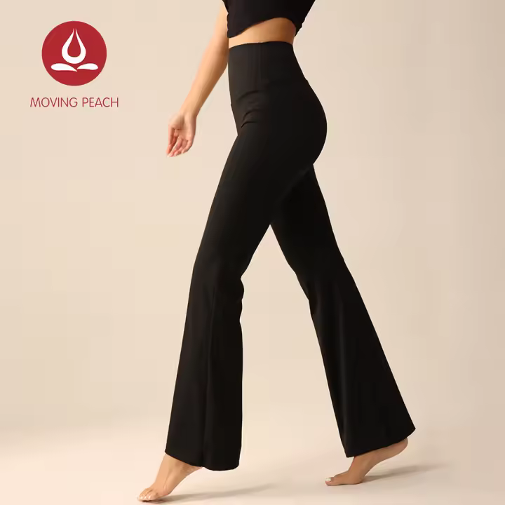 MOVING PEACH Pantalones Ancho de Yoga de Cintura Alta Suaves y Elásticos con Cintura de Tirón - 1