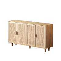 Elegante y Funcional Gabinete de Almacenamiento de Ratán de 4 Puertas 158CM - details 4