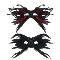 Máscaras de plumas de Halloween con lentejuelas, máscara de ojos de Halloween con cuerno grande, suministros para fiestas de Cosplay, máscara gótica, Carnaval de Halloween - details 4