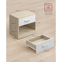 Juego de 2, Mesita de Noche, Mesa Auxiliar con Cajón, Asa, Compartimento Abierto, para Dormitorio, Salón, Beige Natural y Blanco Clásico LET819T67 - details 4