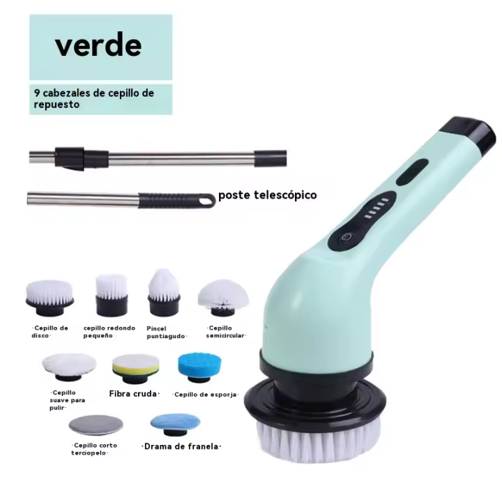Cepillo Eléctrico Multifuncional para Limpieza del Hogar Potente Limpiador de Mano para Cocina, Baño, Vidrio Largo y Corto - 1