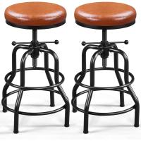 Taburete sintético Alto Redondo Ajustable en Altura con Dos reposapiés, Silla de Cocina con Marco de Metal para Cocina, Restaurante Bistrot Negro - details 21