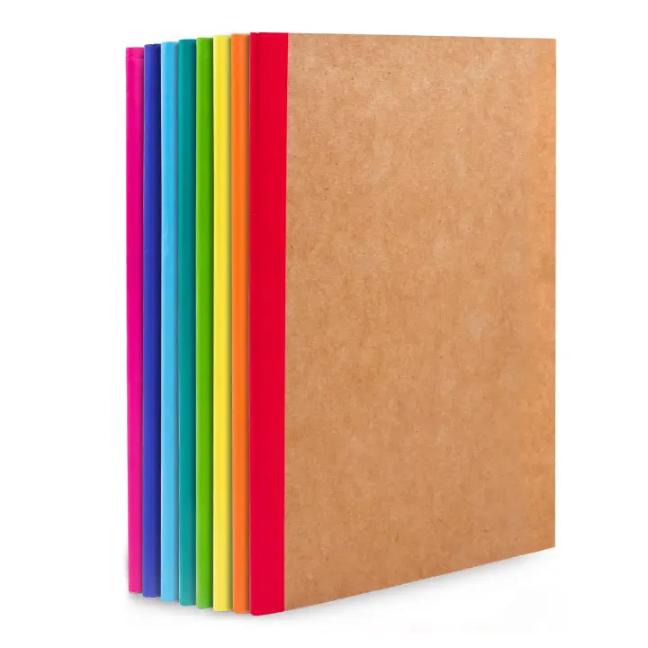 Paquete de 8 cuadernos de composición a granel, cubierta Kraft forrada en blanco, diarios de viaje de composición universitaria - 1