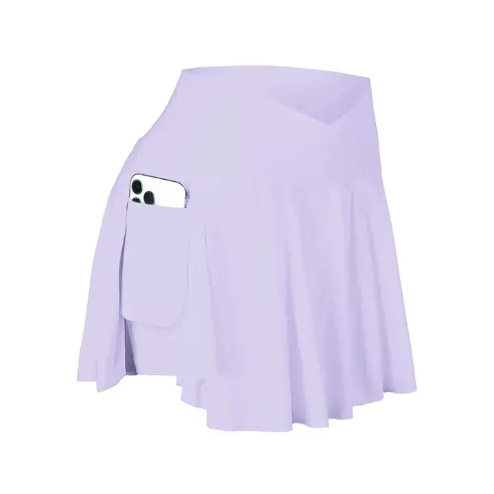 Falda de tenis para mujer con bolsillos cruzados de cintura alta, faldas de golf atléticas, faldas de entrenamiento para correr 2 en 1, ropa de calle de moda - 1