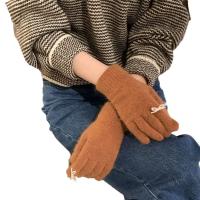 Preciosos guantes de punto con lazo de perlas y pantalla táctil, guantes de invierno de Color sólido con lazo para mujer, manoplas cálidas a prueba de viento para mujer - details 3
