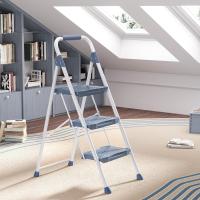 Peldaños Anchos con Baranda, Escalera de Tijera con Pedal Antideslizante, Taburete Plegable para Hogar Cocina Garaje Jardín Oficina, Capacidad de Carga de 900LBS, Azul - details 19