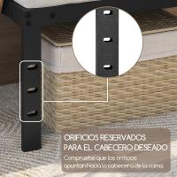 Bastidor de Cama Metálico Listones de Acero Espacio de Almacenamiento Bajo la Cama Fácil Montaje Cama Individual 90 x 190 x 36.5 cm Negro - details 14