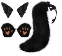 Faux Fur Fox Cat Ears Hair Clip Tail Gloves Set Fluffy Wolf Fox Cosplay Costume Animal Dress Up Fancy Dress Accessories Halloween Role Play Party Costume Couples sex toys - details 6