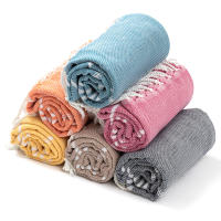 Toalla de baño deportiva turca a rayas de algodón con borlas, viaje, gimnasio, Camping, Sauna, playa, piscina, manta absorbente, fácil cuidado - details 0