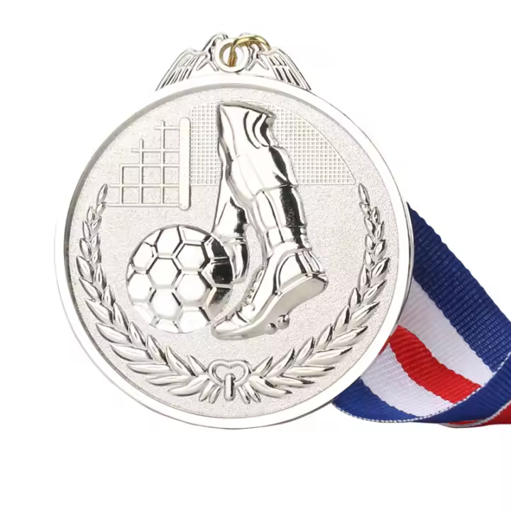 Medallas de fútbol doradas para niños, paquete de 12 medallas de Metal con cinta de nailon tricolor - 1