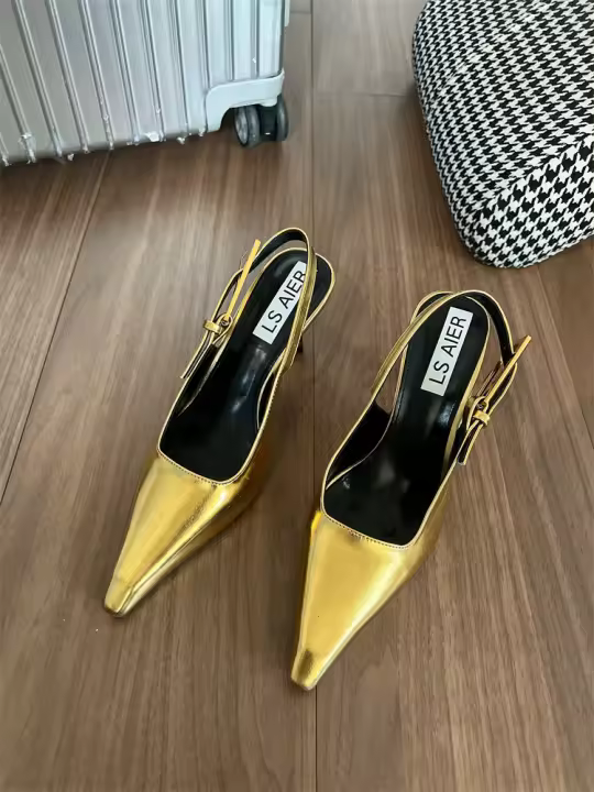 Zapatos vaqueros con estampado de leopardo para mujer con tacones de aguja - 1