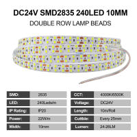 Cinta de Luz LED 24V XUNATA 5m 10m Luces Led Rope SMD2835 240Leds/m 10mm PCB Ancho Flexible Diodo para Decoración de Habitación Iluminación Moderna - details 0