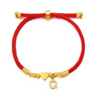 Pulsera de Corazón Inicial A-Z de Acero Inoxidable Color Oro Joyería de Encanto de Cuerda Ajustable de Rojo de la Suerte para Mujeres Regalo de Joyería - details 20