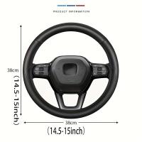 Funda para volante de coche, Protector de cuero PU de primera calidad, duradero, antideslizante, agarre cómodo para 14,5-15 - details 5